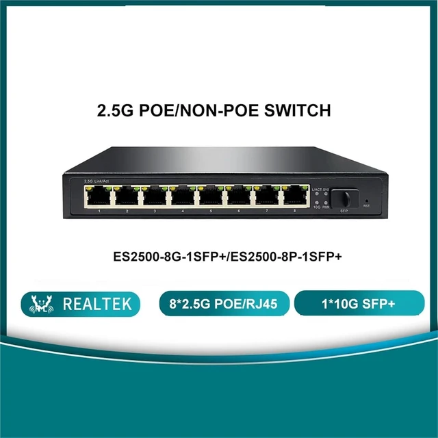 Alt view image 3 of 5 - & Play Multi-gigabit Unmanaged PoE/Non-PoE Switch 8 Port 2.5g with 1 * 10G SFP(PoE)