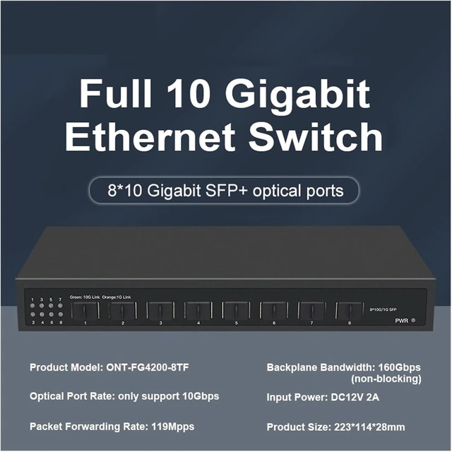 Alt view image 2 of 7 - USB Charger Station, Full-Featured 8-Port 10G SFP Ethernet Network Switch