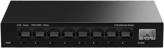Main image of Business Ethernet switches 2.5GbE Unmanaged Ethernet Switch 8 Port 2.5GBASE-T Network Switch with 10G SFP+ Port Play Fanless Homelab Switch(U+K Adapter)