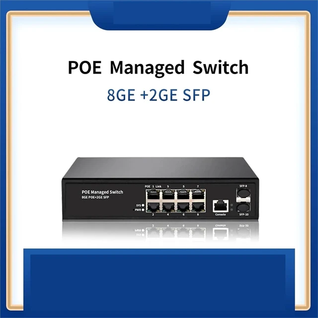 Alt view image 3 of 5 - L2 Managed 8-Port Gigabit PoE with 2 SFP POE Switch Network Equipment