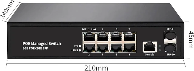 Alt view image 4 of 5 - L2 Managed 8-Port Gigabit PoE with 2 SFP POE Switch Network Equipment