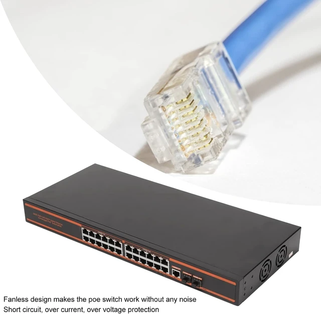 Alt view image 3 of 7 - POE Switch with 28 Ports, Auto Detect Device Support, Compatible with 802.3Af/at Active POE Switch, Scalable to 250 Meters, 10M Transacti Rate