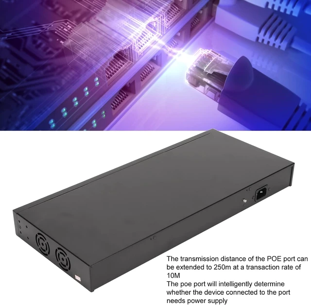 Alt view image 2 of 7 - POE Switch with 28 Ports, Auto Detect Device Support, Compatible with 802.3Af/at Active POE Switch, Scalable to 250 Meters, 10M Transacti Rate