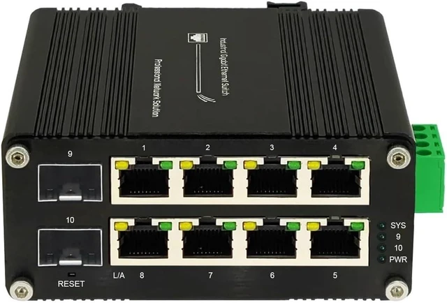 Main image of Industrial Din Rail Switch Gigabit Ethernet Industrial 8 Ports Ethernet Switch with 2 SFP,8-Port 10/100/1000Mbps RJ45 Switch,DIN Rail Unmanaged/Managed Network Switch(Managed Non PoE Type)
