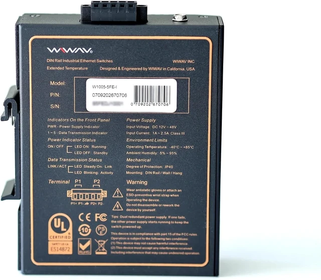 Alt view image 2 of 7 - WP1005-5FE-I 10/100Mbps 5-Port Industrial PoE Ethernet Switch/No Setup/Energy-Saving/Fanless Quiet Design/Ventilation-Free Construction/Industrial