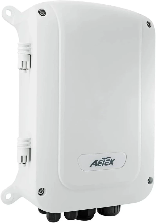 Main image of Outdoor Gigabit PoE+ Switch, TAA Compliant, 4 Port 30W PoE+, 2 RJ45 Uplink, 2 SFP Uplink, IP67 IK10 Aluminum Housing, 150W Power Budget, Unmanaged, 16 Gbps, 6kV/40kV Surge Protection
