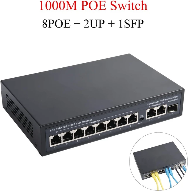 Alt view image 2 of 7 - 11 Port PoE Switch (8 PoE Port + 2 Uplink + 1 SFP) with SC 3KM SFP Modules