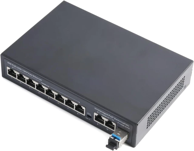 Alt view image 4 of 7 - 11 Port PoE Switch (8 PoE Port + 2 Uplink + 1 SFP) with SC 3KM SFP Modules