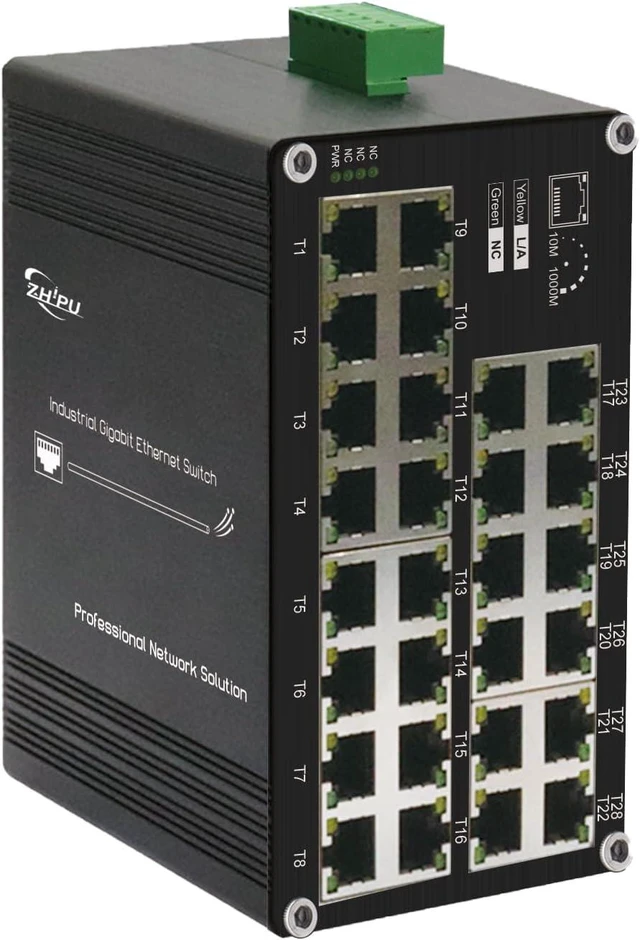 Main image of 28-Port Gigabit Industrial Ethernet Switch, DIN-Rail, 12-57V DC