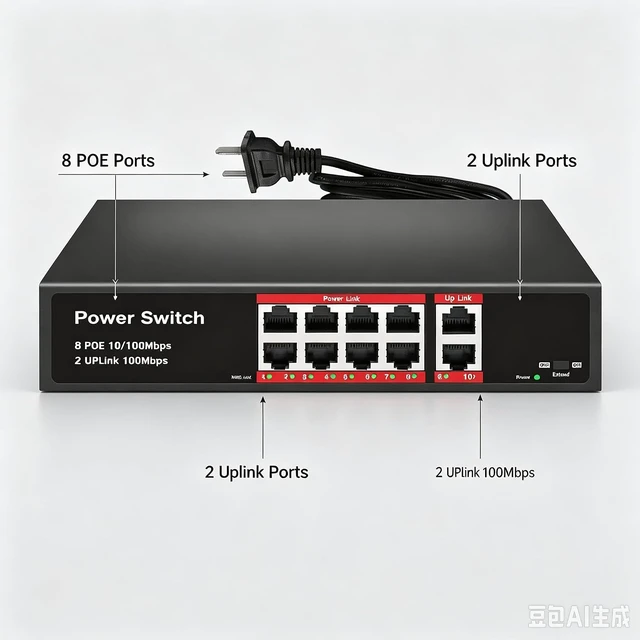 Alt view image 2 of 7 - 8-Port PoE+ Network Switch 120W with 2 Uplink Ports