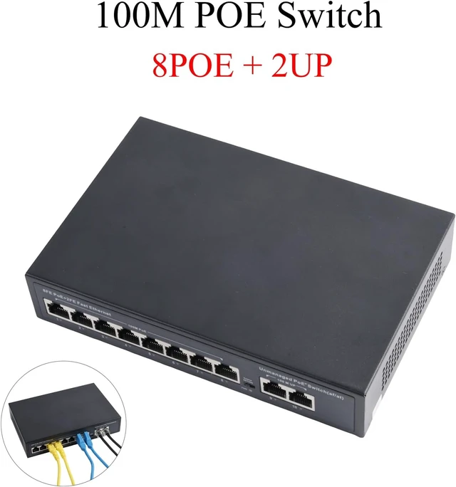 Alt view image 2 of 7 - 10 Port POE Switch, 8 PoE Port and 2 Uplink, 10/100Mbps Ethernet