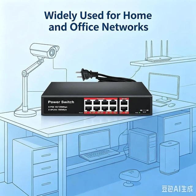 Alt view image 6 of 7 - 8-Port PoE+ Network Switch 120W with 2 Uplink Ports