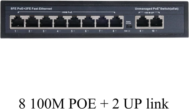 Alt view image 3 of 7 - 10 Port POE Switch, 8 PoE Port and 2 Uplink, 10/100Mbps Ethernet