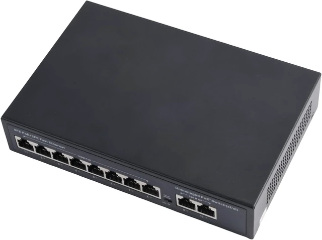 Alt view image 7 of 7 - 10 Port POE Switch, 8 PoE Port and 2 Uplink, 10/100Mbps Ethernet