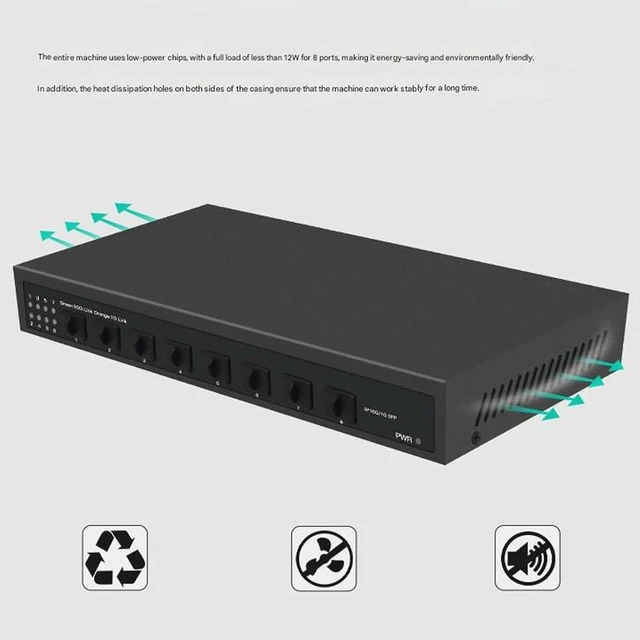 Alt view image 4 of 7 - Unmanaged 8 Port 10Gbps Ethernet Fiber Networking Switching