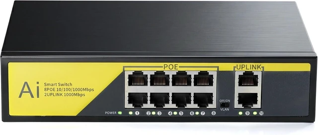 Main image of 8 Port Full Gigabit PoE+ Switch with 2 Gigabit Uplink, 120W 1000Mbps