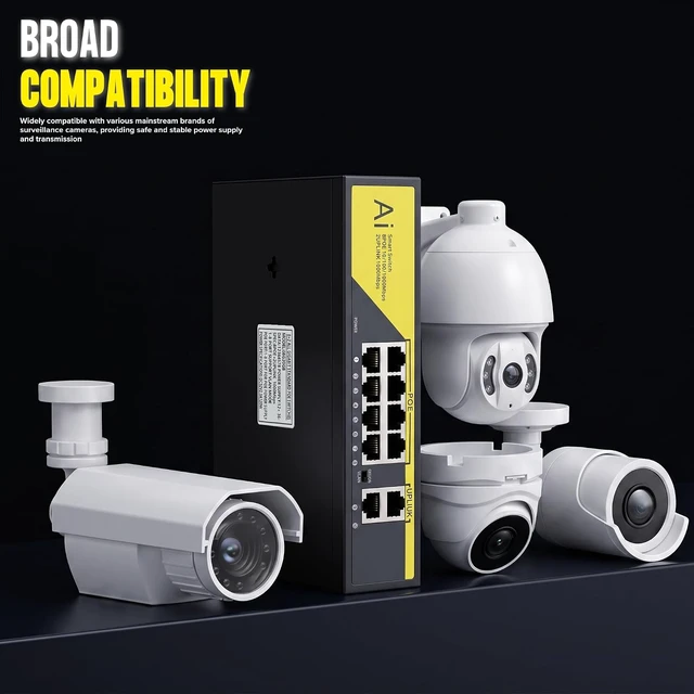 Alt view image 4 of 7 - 8 Port Full Gigabit PoE+ Switch with 2 Gigabit Uplink, 120W 1000Mbps