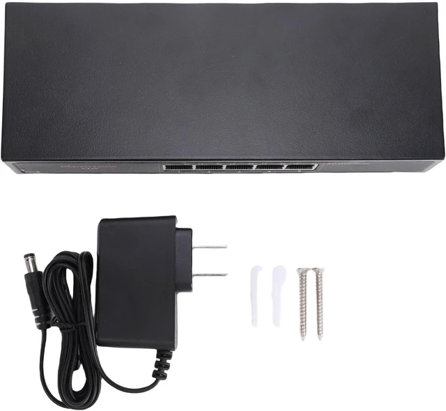 Alt view image 7 of 7 - FTVOGUE 5-Port Ethernet Switch, Aluminum Alloy, 2.5Gbps Speed for Gaming and 4K Streaming, Compatible with WiFi 6 Access Points (US Plug 100-240V)