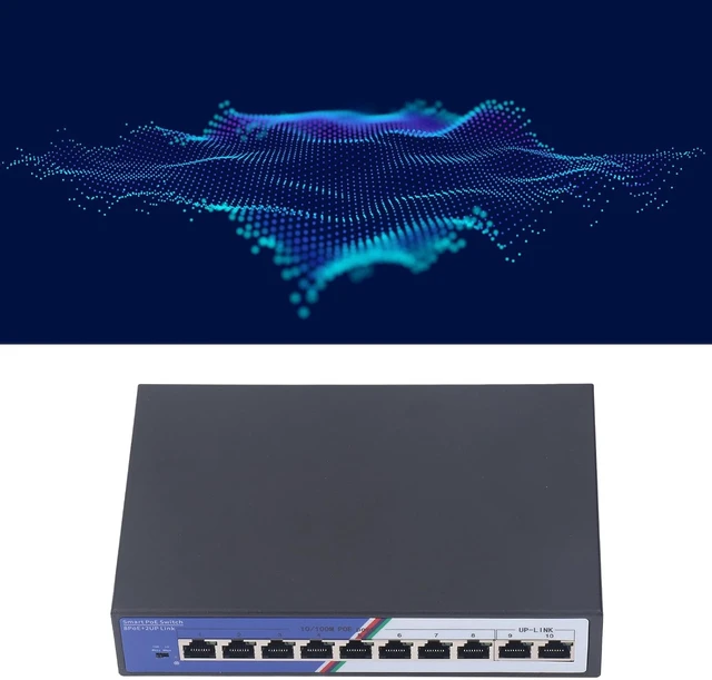 Alt view image 3 of 7 - 2Gbps Switching Capacity Unmanaged 10 Port PoE Network Switch, with 8 Port 10 100 Base TX Power Over Ethernet and 2 Port Uplink, 4KV Protection, 100 to 240V US Plug