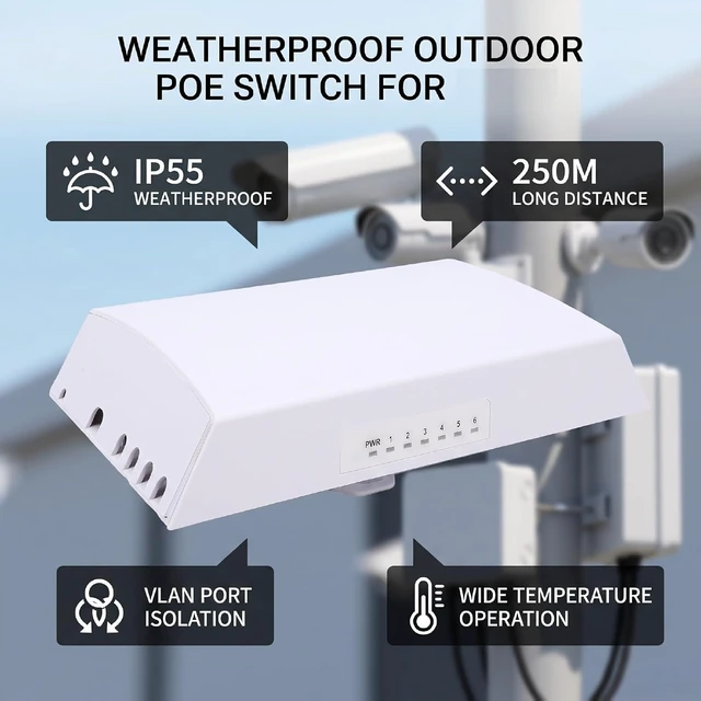 Alt view image 5 of 7 - Pomya 5 Port Gigabit PoE Switch, 250m Long Range, 45W Power