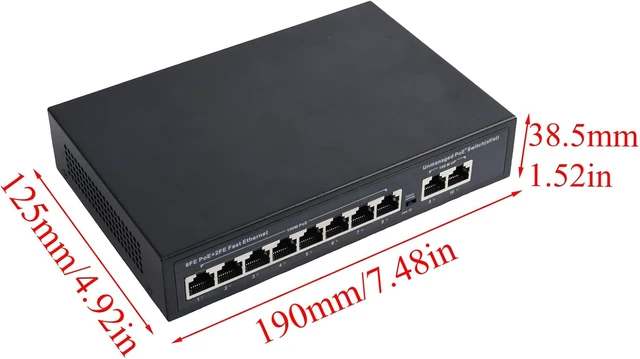 Alt view image 5 of 7 - 10 Port POE Switch, 8 PoE Port and 2 Uplink, 10/100Mbps Ethernet