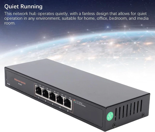 Alt view image 4 of 7 - Naroote 5 Port Ethernet Switch for Gaming, NAS (US Plug)