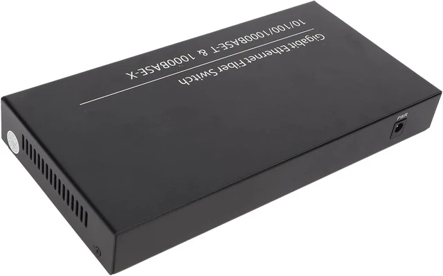 Alt view image 5 of 7 - 8 Port Gigabit Fiber Ethernet Switch with 2 RJ45 Ports, SFP Media Converter, 10/100/1000Mbps, Up to 120km, Plug and Play, 100-240V