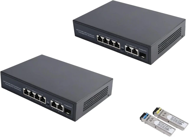 Main image of 7 Port PoE Switch (4 PoE Port + 2 Uplink + 1 SFP) with LC 20KM SFP Modules
