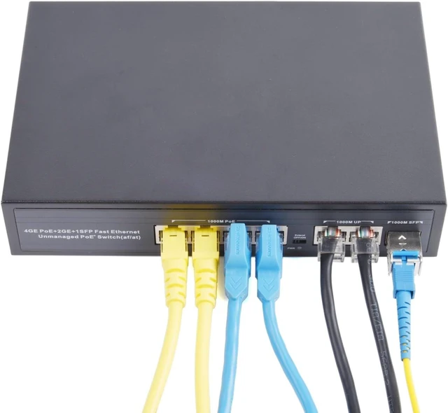 Alt view image 5 of 7 - 7 Port PoE Switch (4 PoE Port + 2 Uplink + 1 SFP) with LC 20KM SFP Modules