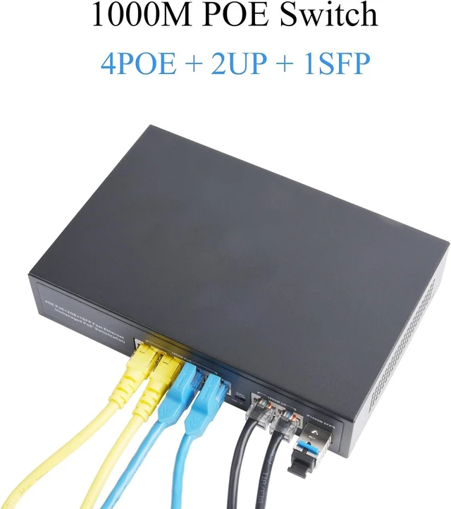 Alt view image 2 of 7 - 7 Port PoE Switch (4 PoE Port + 2 Uplink + 1 SFP) with LC 20KM SFP Modules
