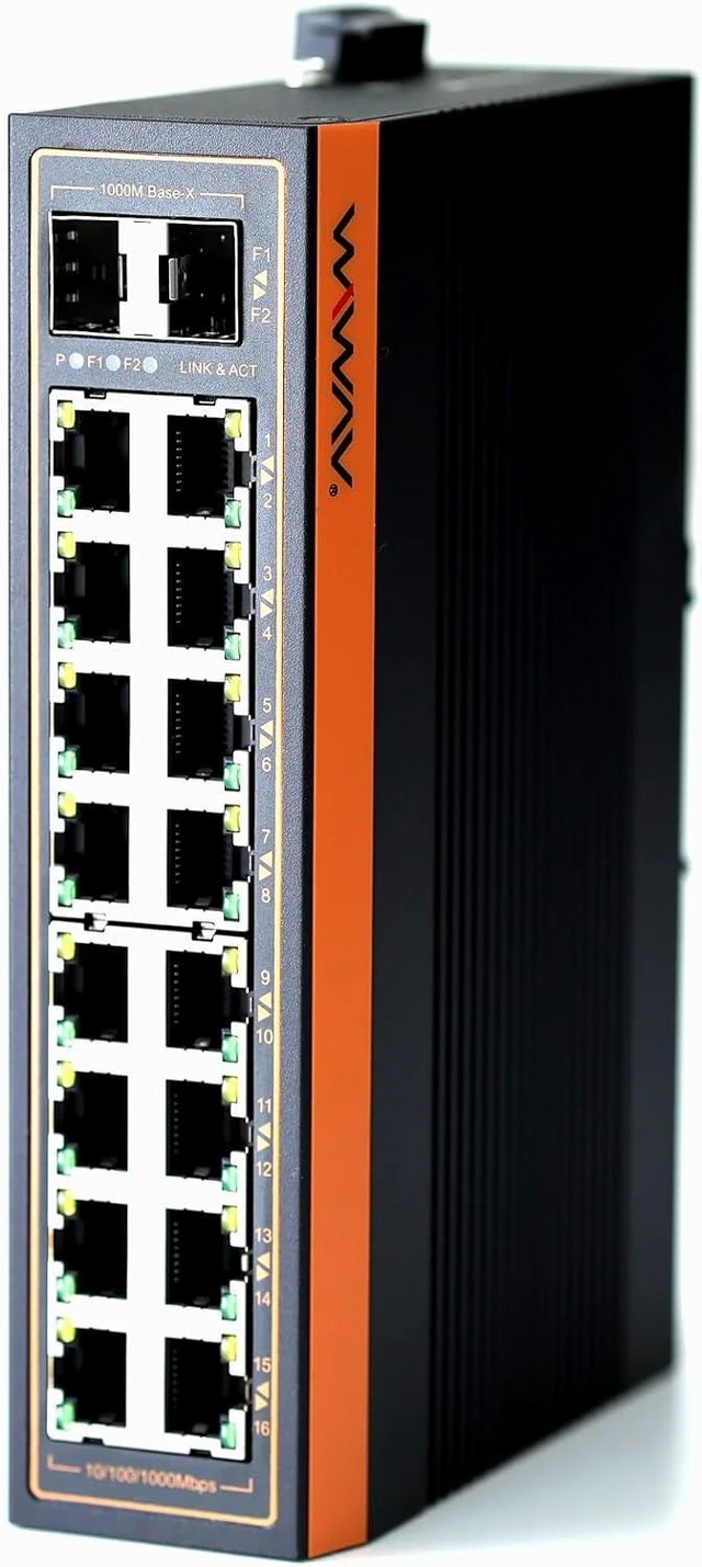 Main image of W1118-16GE2GF-I 10/100/1000Mbps 18-Port Gigabit Industrial Ethernet Switch/No Settings/Energy Saving/Fanless Quiet Design/Ventilationless Construction/Industrial