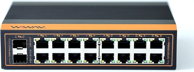 Alt view image 2 of 7 - W1118-16GE2GF-I 10/100/1000Mbps 18-Port Gigabit Industrial Ethernet Switch/No Settings/Energy Saving/Fanless Quiet Design/Ventilationless Construction/Industrial