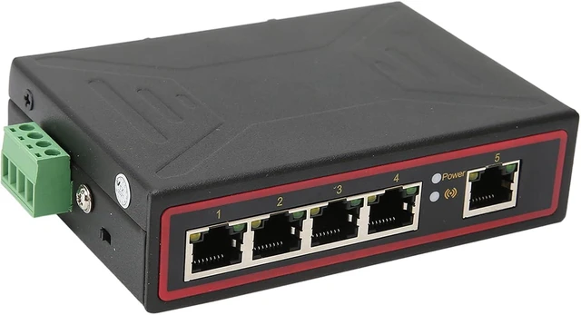 Alt view image 6 of 7 - 5 Port Fast Ethernet Switch, Industrial DIN Rail Mount, 10/100Mbps Auto Adaptive RJ45, Dual Redundant Power, Wide Temperature -40~85°C, Metal Hardened for Harsh Environments