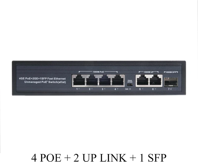 Alt view image 3 of 7 - 7 Port PoE Switch (4 PoE Port + 2 Uplink + 1 SFP) with LC 20KM SFP Modules