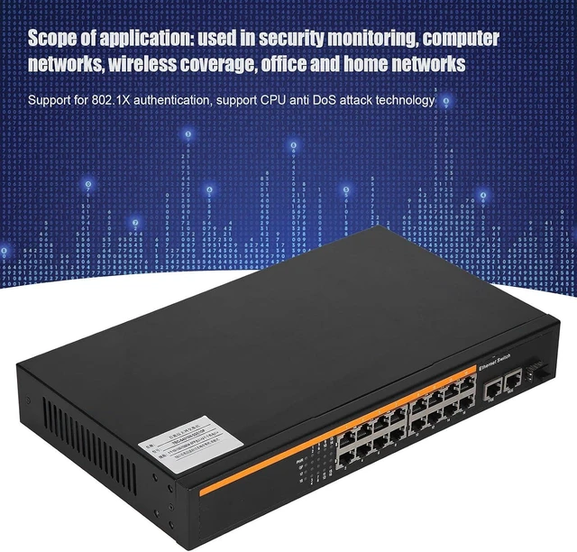 Alt view image 3 of 7 - Ethernet Switch, 16 Port 10/100M Gigabit Uplink (US Plug)