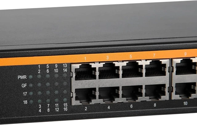 Alt view image 5 of 7 - 16 Port 10 / 100Mbps PoE Switch with 2 Gigabit (#1)