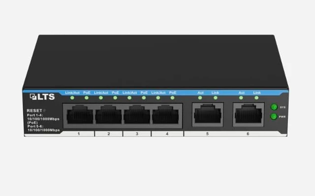 Main image of LTS XCPOE-SW402G Pro-X 6-Port Cloud-Managed Switch with 4 PoE Ports and 60W Power Budget