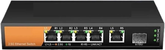 Main image of 5-Port Multi-Gigabit Network Ethernet 2.5G Switch,KP-9000-6XH-X,Unmanaged