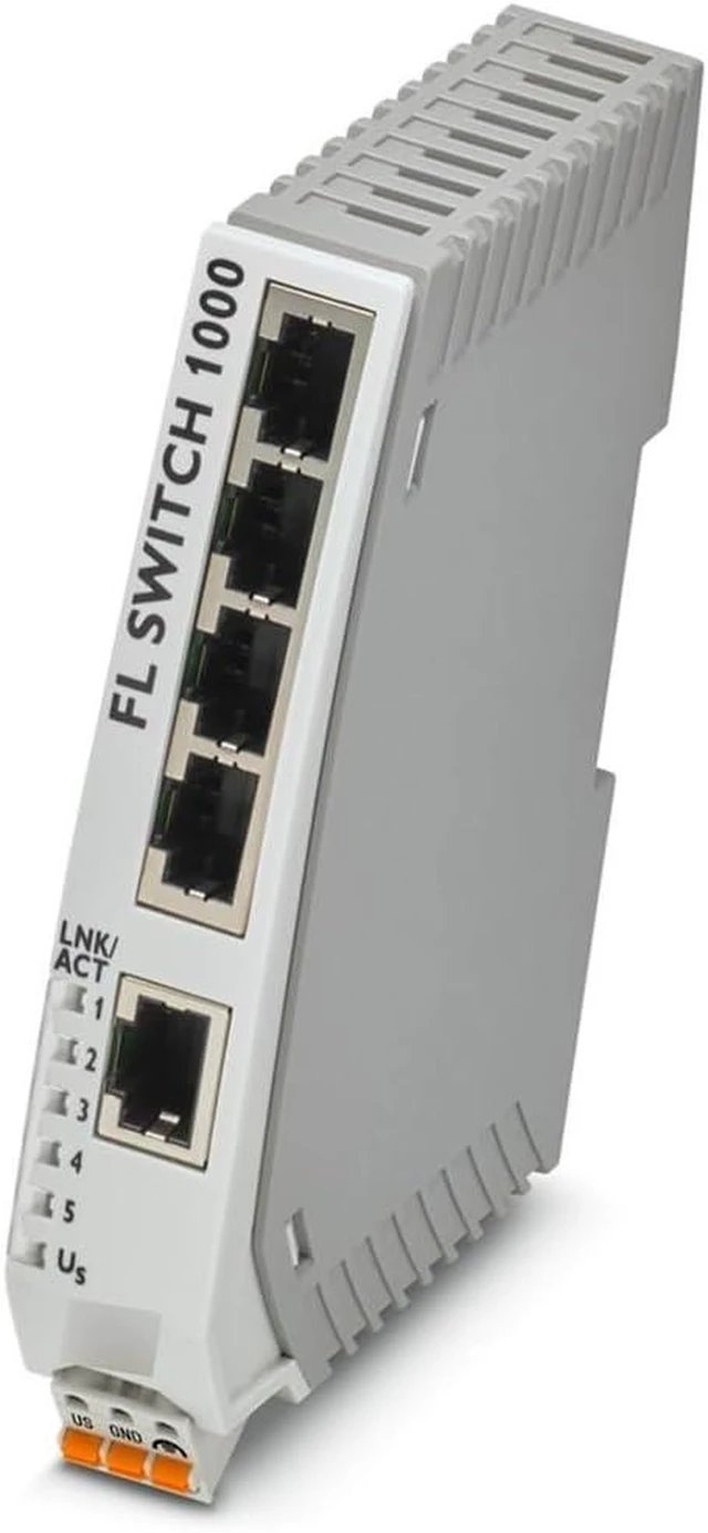 Main image of FL Switch 1005N (1085039), an Industrial-Grade unmanaged Ethernet Switch with 5 RJ45 Ports.
