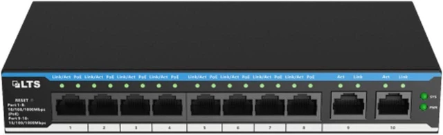 Main image of LTS XCPOE-SW802G Pro-X 10-Port Cloud Managed Desktop Gigabit Switch with 8 PoE Ports