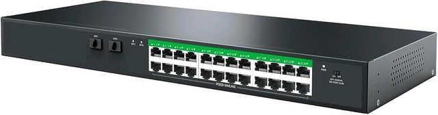 Main image of P124GC Uplink POE Switch; 24x 10/100/1000Mbps POE RJ45 Ports, and 2X 1.25G SFP Slots; Normal Mode/Port VLAN; Auto MDI/MDIX Crossover for All Ports; Built-in 360W Power Supply