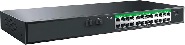 Alt view image 3 of 5 - P124GC Uplink POE Switch; 24x 10/100/1000Mbps POE RJ45 Ports, and 2X 1.25G SFP Slots; Normal Mode/Port VLAN; Auto MDI/MDIX Crossover for All Ports; Built-in 360W Power Supply