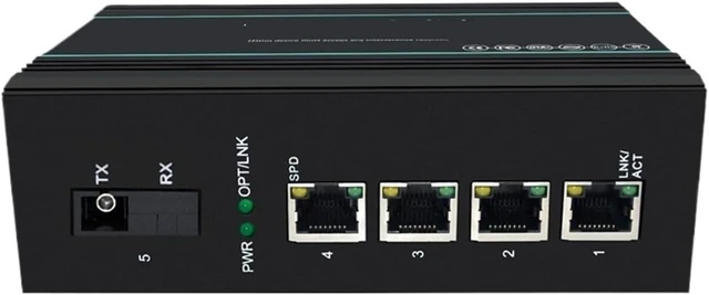 Main image of Industrial-Grade Gigabit Ethernet Network Switch with 1 Optical and 4 Electrical converters for Lightning Protection Industrial Ethernet Switches