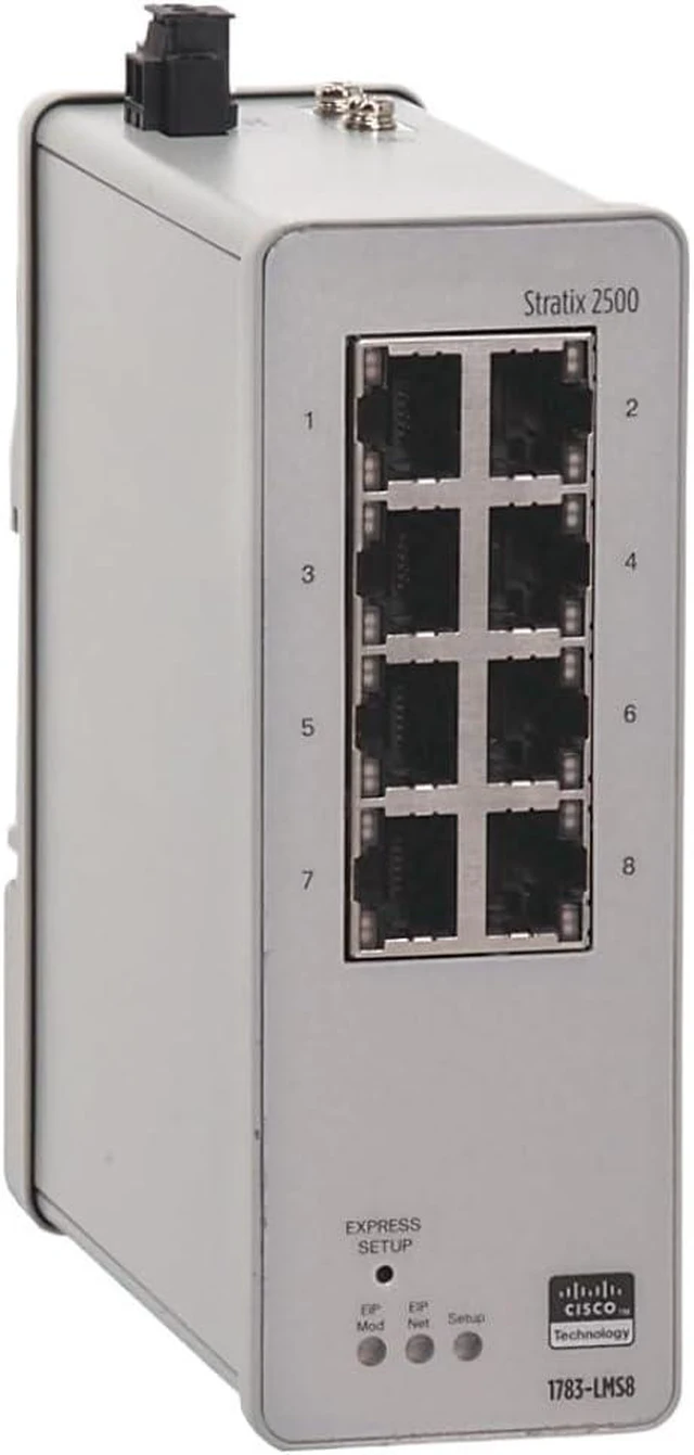 Main image of 1783-LMS8 8-Port Lightly Managed Industrial Ethernet Switch, 10/100Mbps RJ45, DIN Rail Mount, VLAN/QoS/RSTP Support, for Factory Automation & PLC Networks