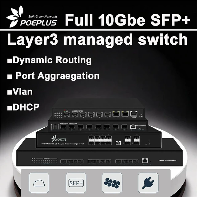 Alt view image 3 of 3 - Full 10Gbe SFP+ Optical Fiber Layer 3 Managed Switch 6/8/12 Ports Optional Support SSH,http,https,snmp(8X10G SFP)