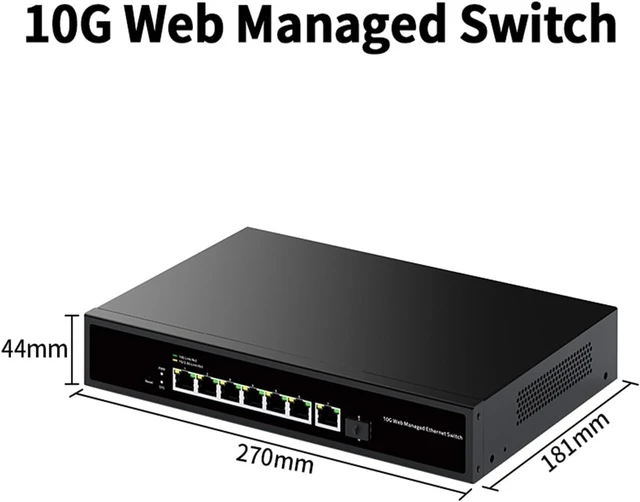 Alt view image 2 of 2 - 10Gb Managed Switch,ZX510S-7T1XS 7 Port Network Switcher 10G SFP+Slot Uplink Web Managed Hub Internet Splitter