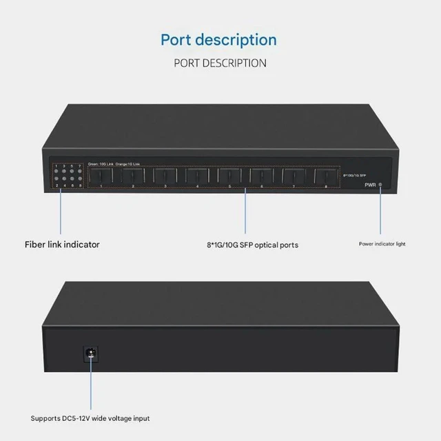 Alt view image 3 of 6 - 8 Port 10Gbps Ethernet Fiber Switching Unmanaged Plugs and Play ABS for 10 Gigabit Networking