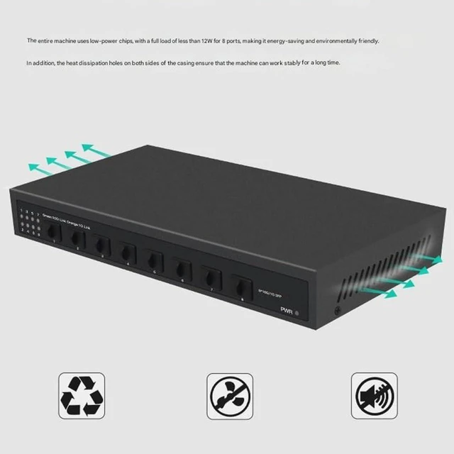 Alt view image 5 of 6 - 8 Port 10Gbps Ethernet Fiber Switching Unmanaged Plugs and Play ABS for 10 Gigabit Networking