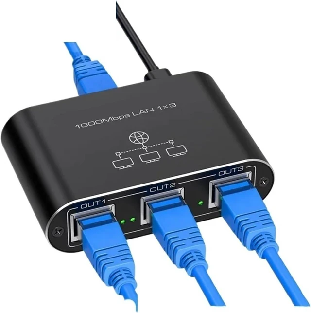 Main image of 1 PCS Ethernet Splitter to 3 LAN 1000Mbps Gigabit RJ45 Switch with UC