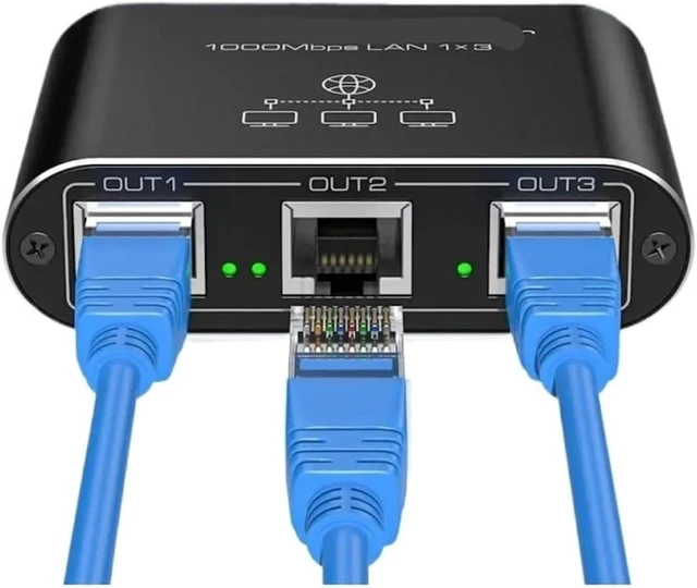 Alt view image 2 of 2 - 1 PCS Ethernet Splitter to 3 LAN 1000Mbps Gigabit RJ45 Switch with UC
